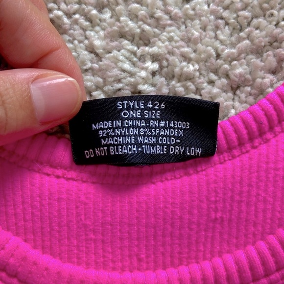 Dynamic • Hot Pink High Neck Ribbed Seamless Crop Tank - Picture 8 of 10